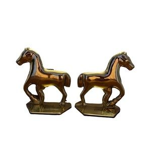 Vintage Brass Horse Bookends set of 2